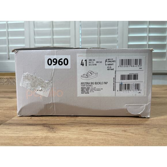 Papillio Arizona Big Buckle Shearling Lamb Slide Sandals Teddy Eggshell 10 L NIB - Picture 12 of 13